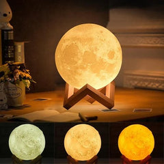 16-in-1 LED Moon Lamp – Magical Ambience with Adjustable Colors & Wooden Stand