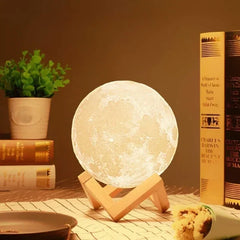 16-in-1 LED Moon Lamp – Magical Ambience with Adjustable Colors & Wooden Stand