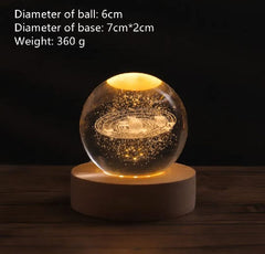 3d Galaxy Solar System Crystal Ball Night Light