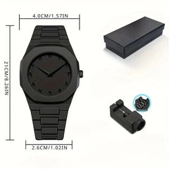 Men's Black Stainless Steel Watch with Arabic Numerals – Japan Miyota Quartz