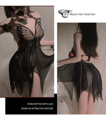 قميص نوم شبكي على شكل فراشة