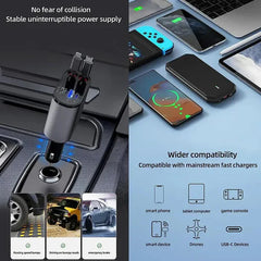 4-in-1 Retractable Car Charger For Android and iPhone 📱