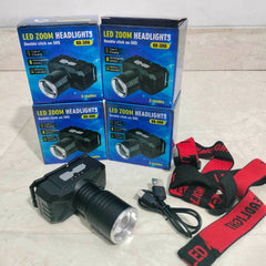 LED Zoom Headlamp KX-306 Double Click On SOS 3 Light Modes Battery Indicator Super Bright White Light